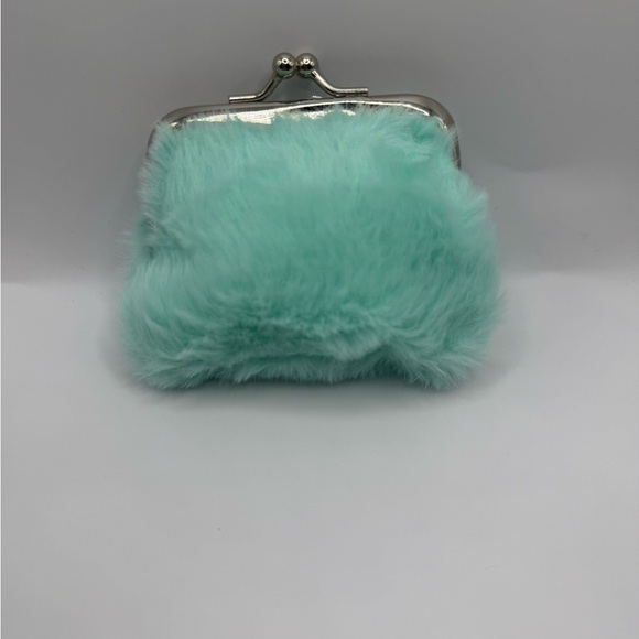 Handbags - Mint Green Faux Fur Clutch